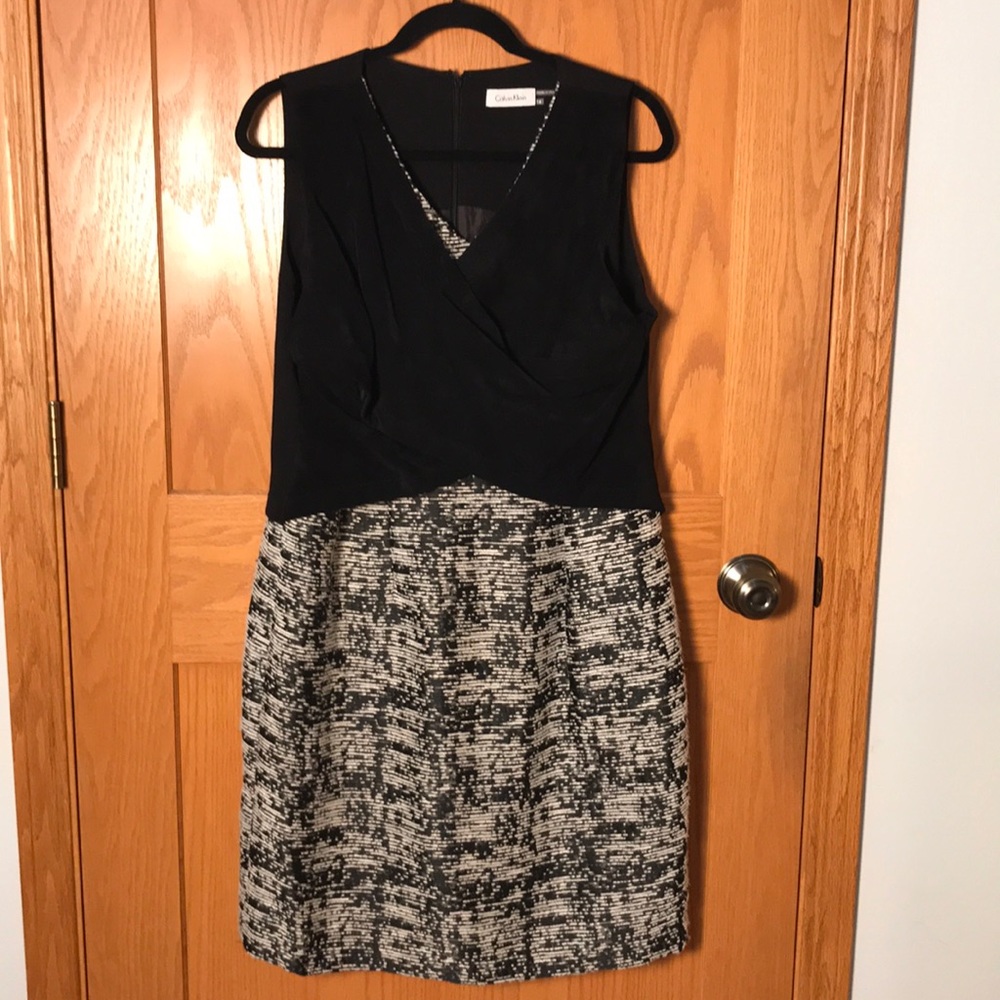 Calvin Klein Size 14 Black & White Dress